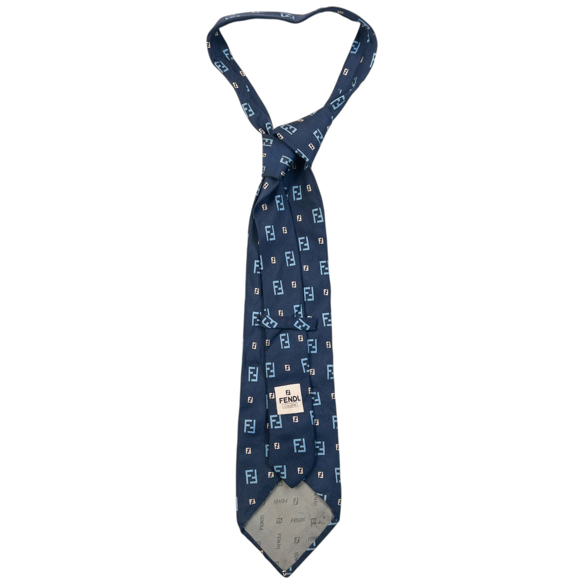 Vintage Fendi Monogram Silk Tie in blue, photo 3