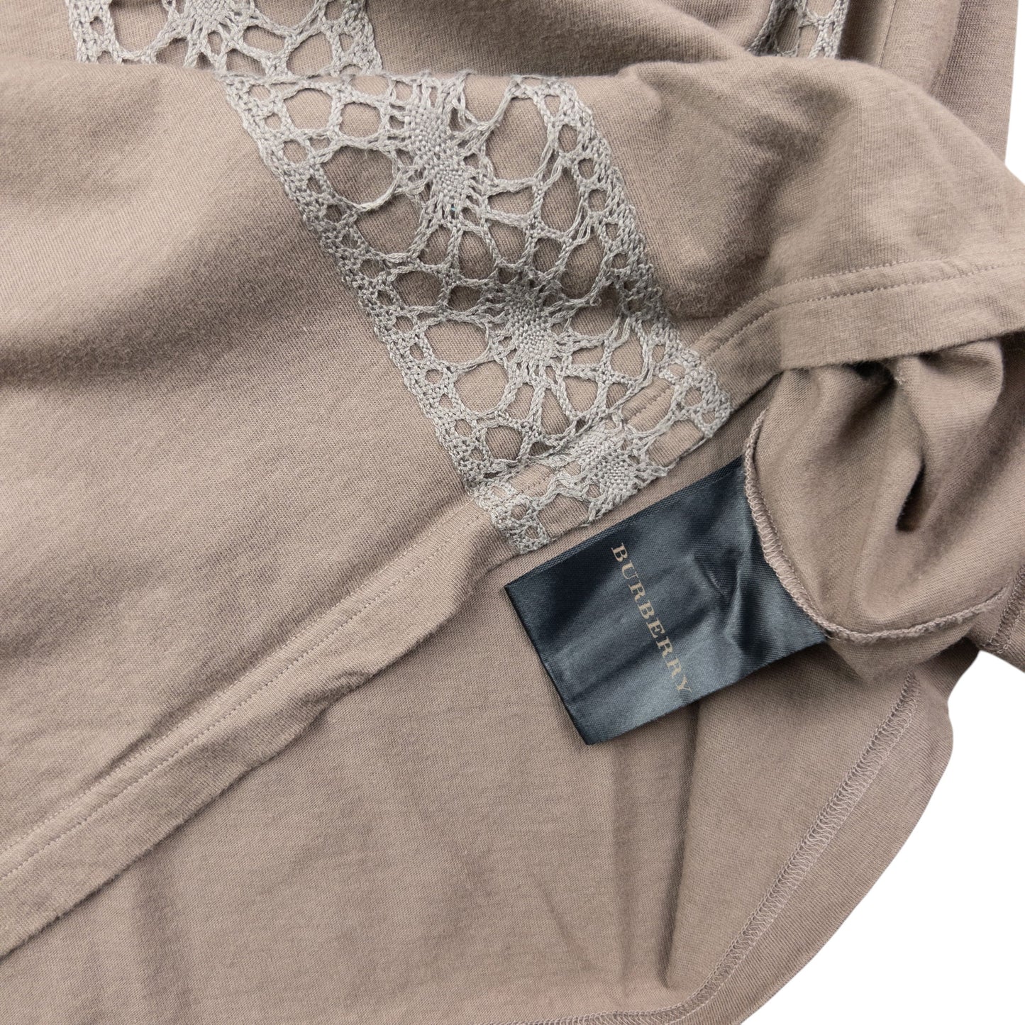 Vintage Burberry Lace Detail Long Sleeve T Shirt Size S