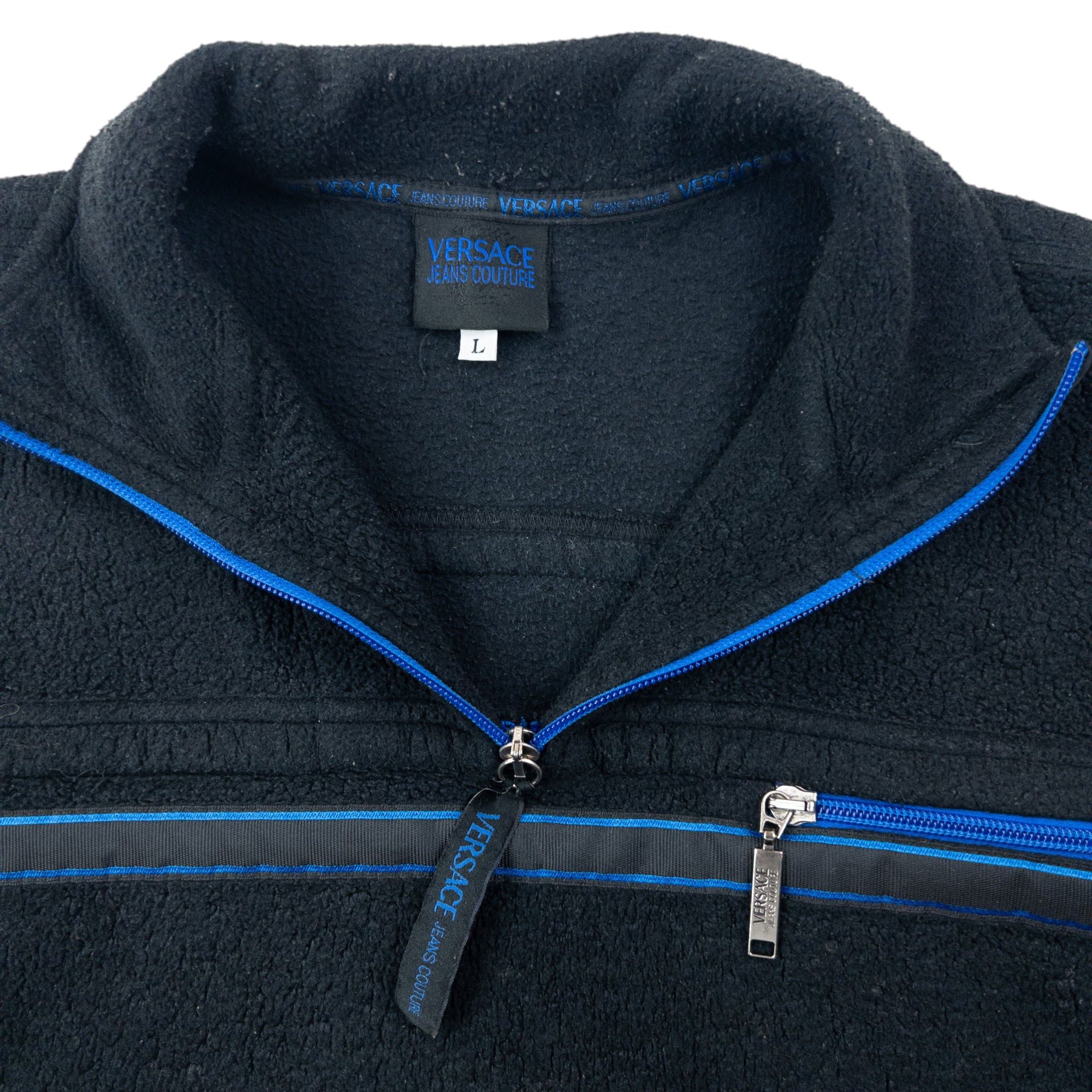 Vintage 90s Versace Jeans Couture Q Zip Fleece Sweatshirt Size S