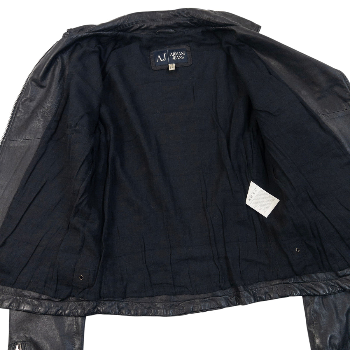 Vintage Armani Jeans Zip Up Leather Jacket Womens Size M