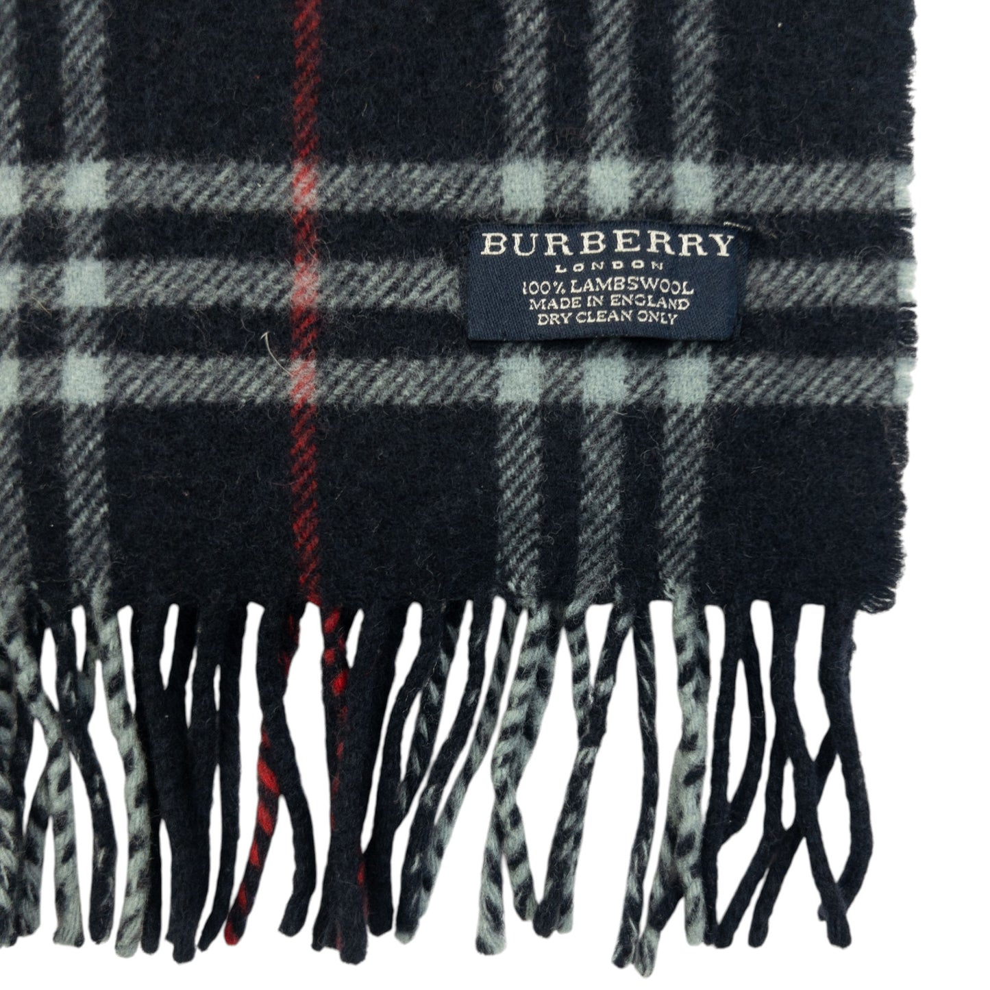 Vintage 2000s Burberry Nova Check Lambswool Tassel Scarf