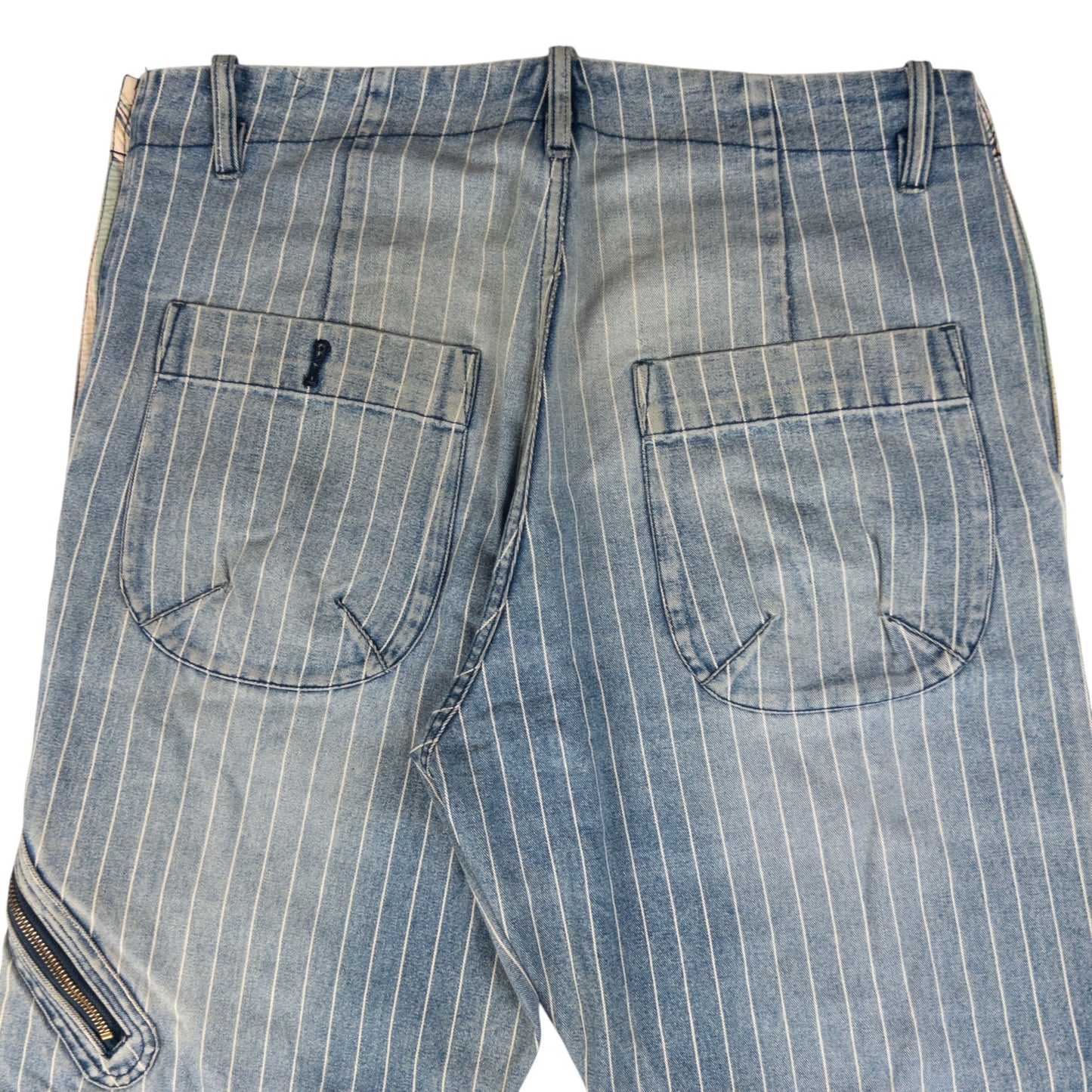 Vintage PPFM Striped Button Detail Denim Jeans Size W35