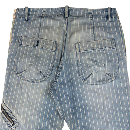 Vintage PPFM Striped Button Detail Denim Jeans Size W35