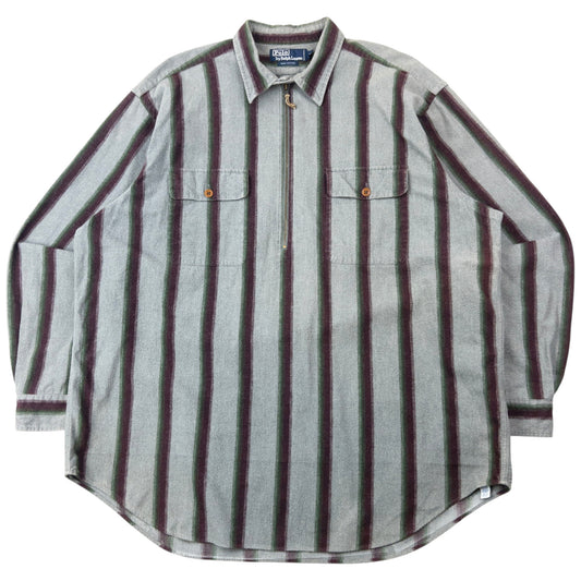 Vintage 90s Polo Ralph Lauren Striped Q Zip Shirt Size XXL
