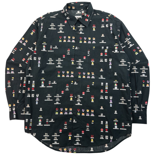 Vintage 90s Moschino Jeans Desktop Icon Long Sleeve Button Up Shirt Size M