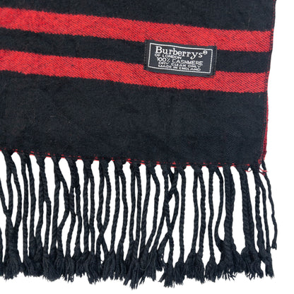 Vintage 90s Burberry Monogram Checkered Cashmere Tassel Scarf