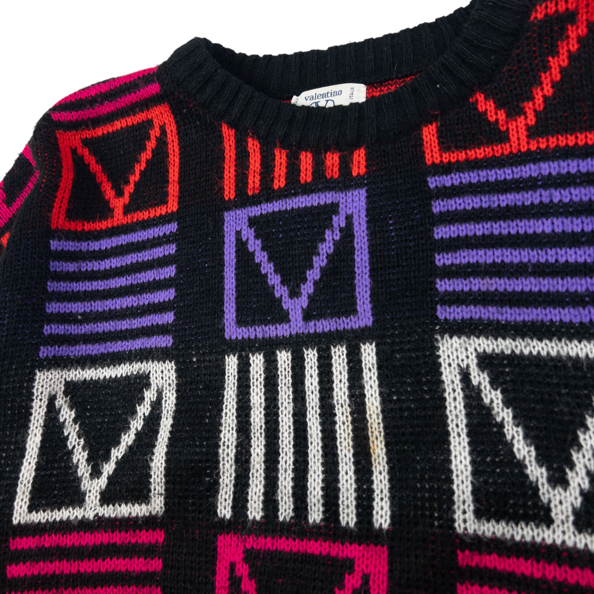Vintage Valentino Jeans Geometric Knit Jumper Size S