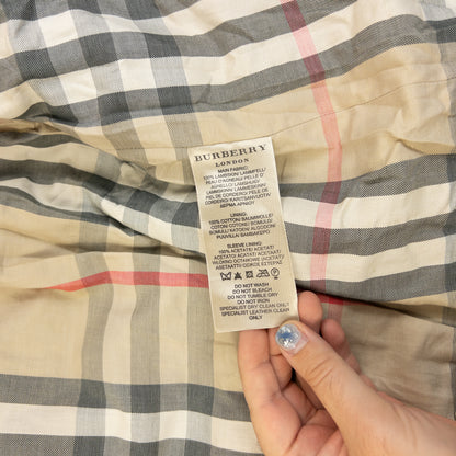 Vintage Burberry Nova Check Lined Belt Waist Leather Trench Jacket Size M
