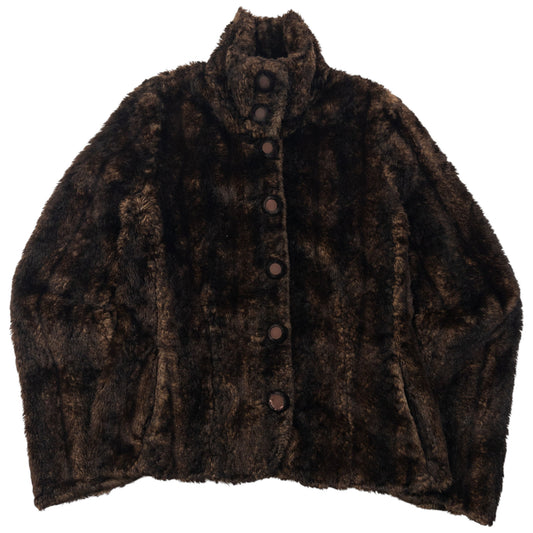 Vintage 2000s Emporio Armani Button Up Fur Jacket Womens Size S
