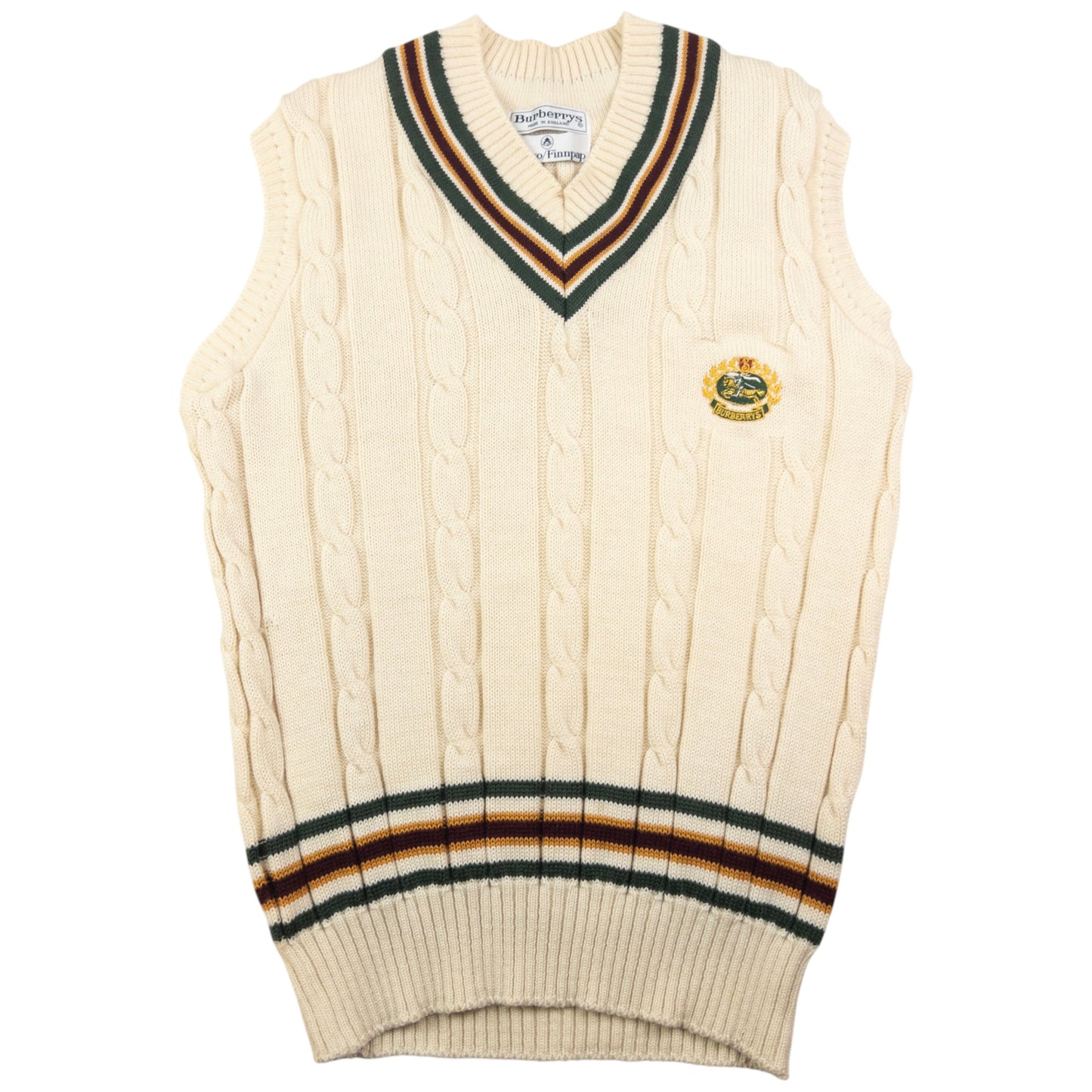 Vintage Burberry Wool Cable Knit Sweater Vest Size M