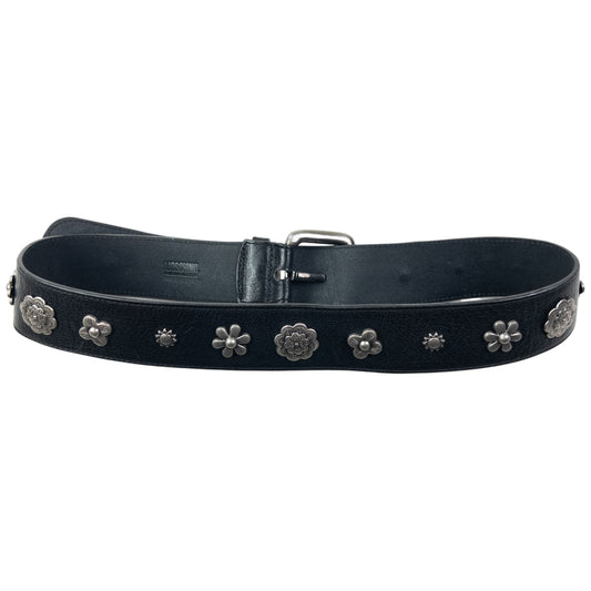 Vintage 2000s Moschino Cheap And Chic Embossed Floral Leather Belt Size M