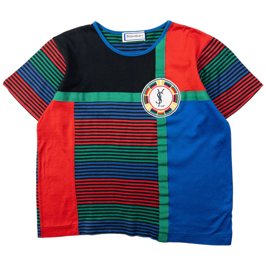 Vintage YSL Yves Saint Laurent Striped Baby Doll T Shirt Womens Size S
