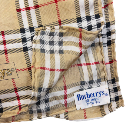 Vintage 80s Burberry Nova Check Royal Print Silk Scarf