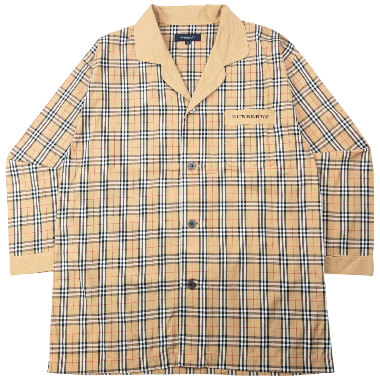Vintage 2000s Burberry Nova Check Long Sleeve Button Up Pyjama Shirt Size L