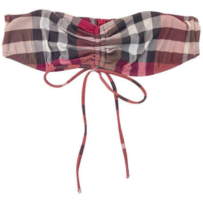 Vintage Burberry Brit Nova Check Bandeau Bikini Set Womens Size S