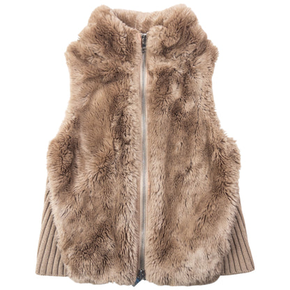 Vintage 2000s Armani Exchange Faux Fur Ribbed Knit Gilet Womens Size XS