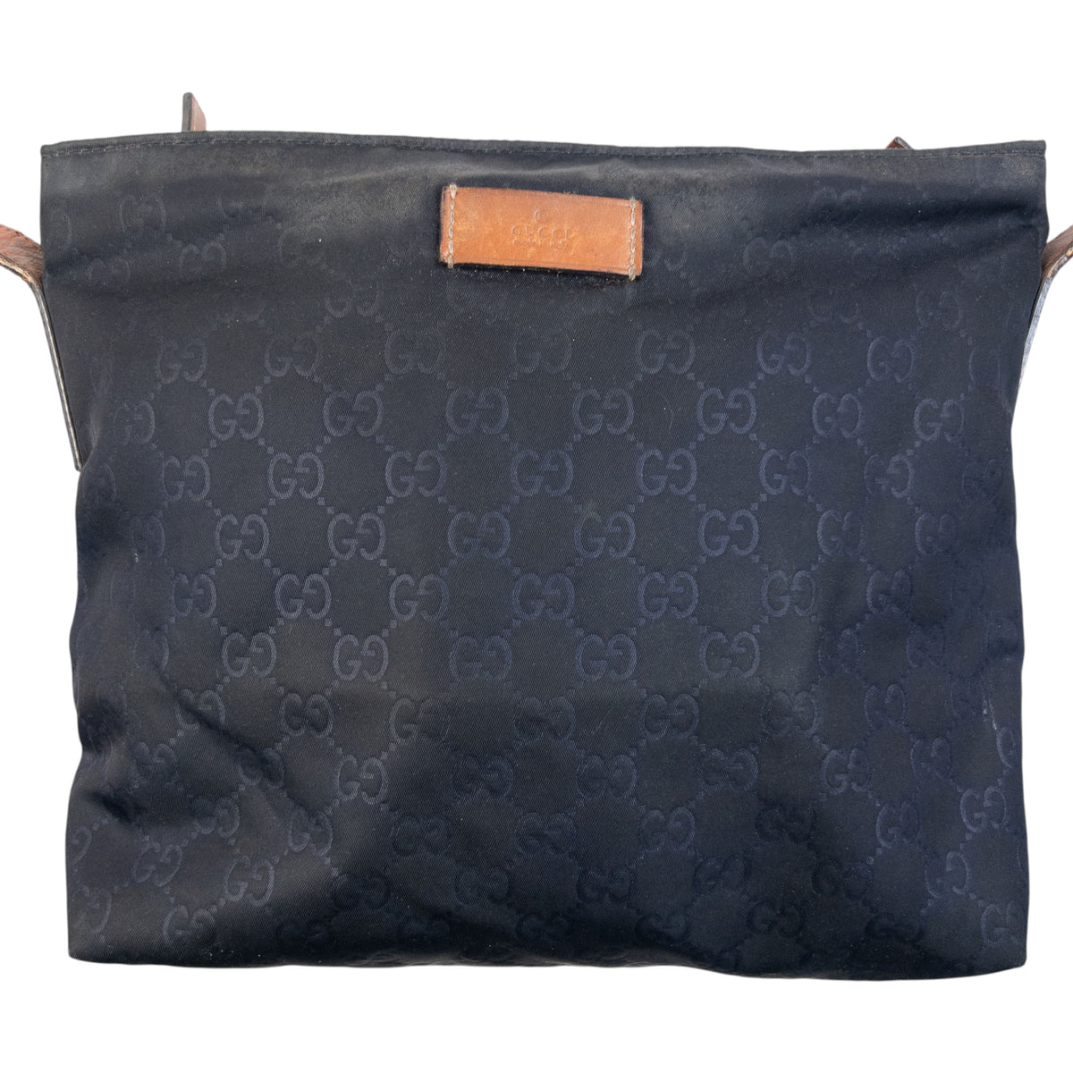 Vintage 2000s Gucci Monogram Crossbody Bag in blue, brown leather contrast design