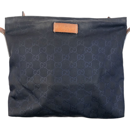 Vintage 2000s Gucci Monogram Crossbody Bag in blue, brown leather contrast design