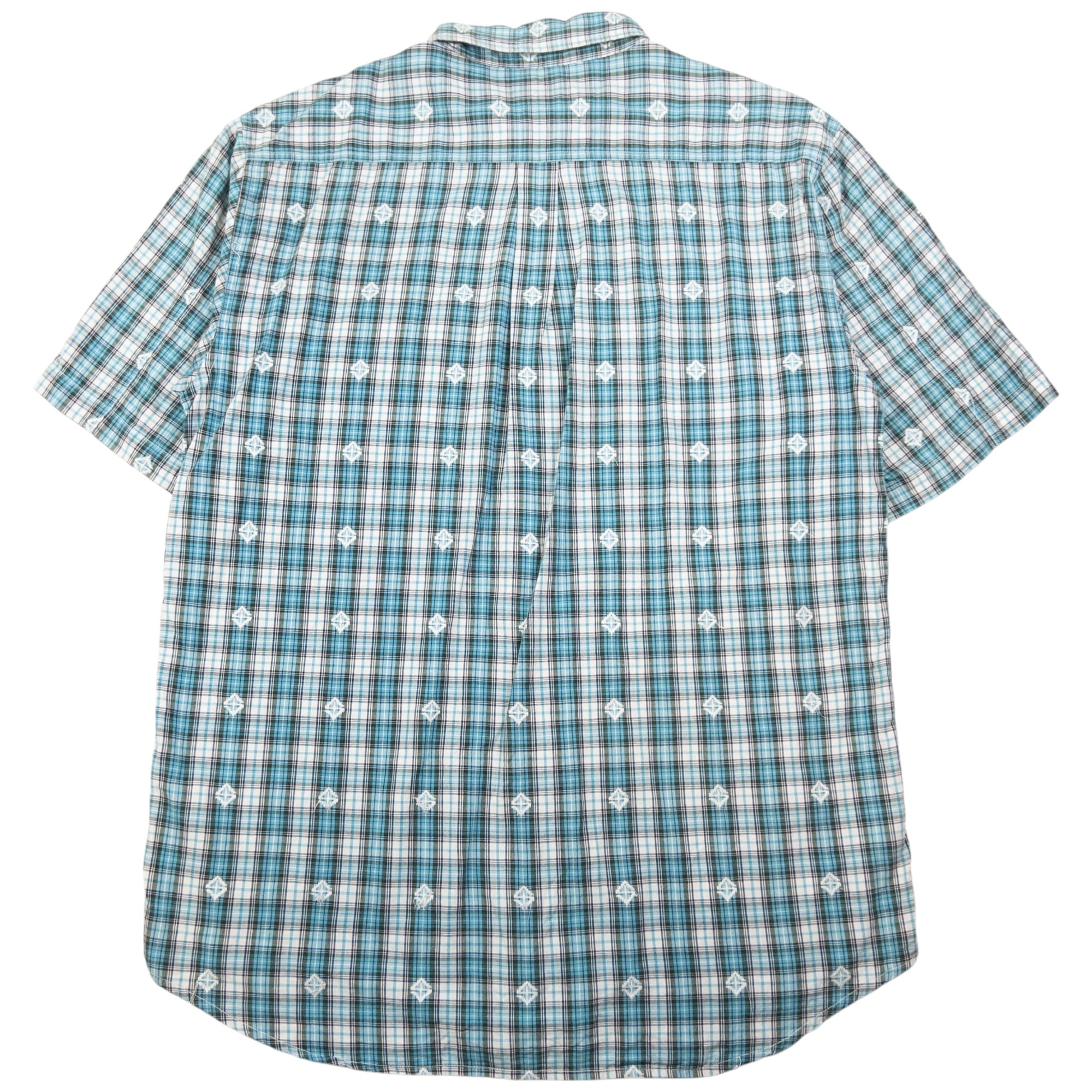 Vintage Stussy Checkered Monogram Short Sleeve Button Up Shirt Size L