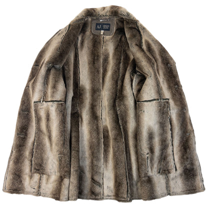 Vintage 2000s Armani Jeans Belt Waist Fur Lined Jacket Womens Size L