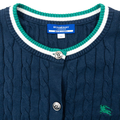Vintage 2000s Burberry Blue Label Cable Knit Cardigan Womens Size S