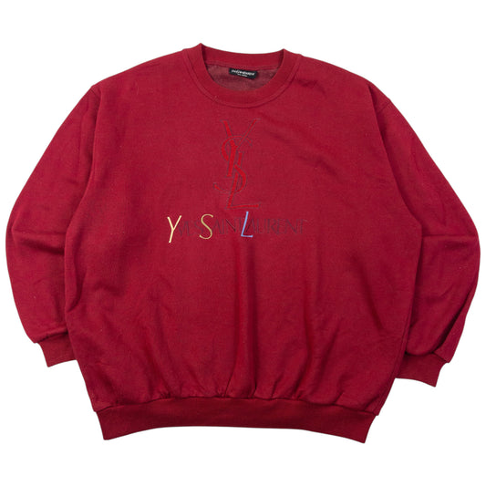Vintage 90s YSL Yves Saint Laurent Embroidered Sweatshirt Size M