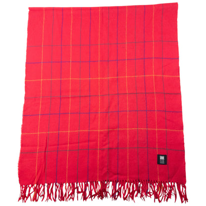 Vintage 2000s Issey Miyake Checkered Wool Tassel Scarf