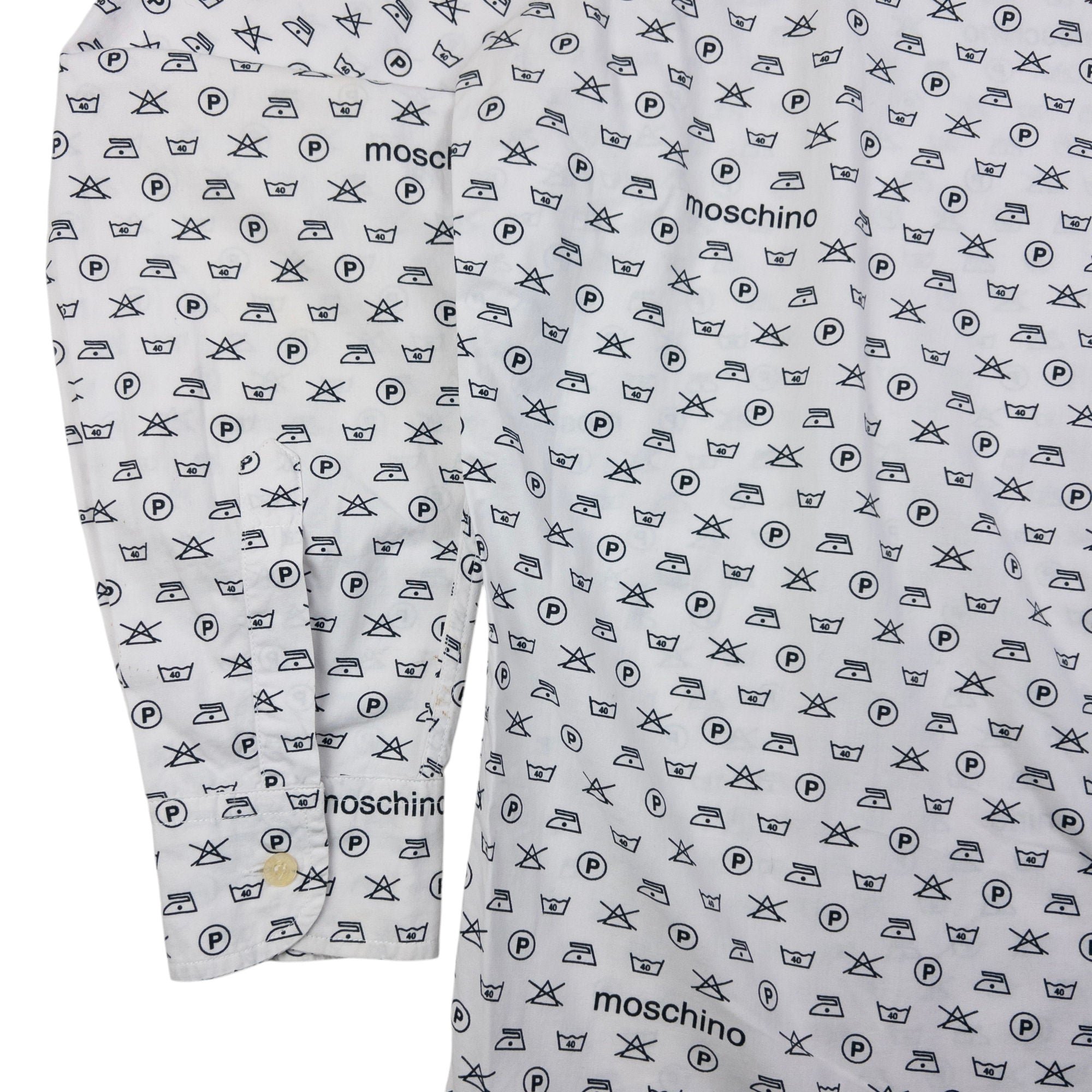 Vintage Moschino Jeans Monogram Washing Icon Button Up Shirt Size L