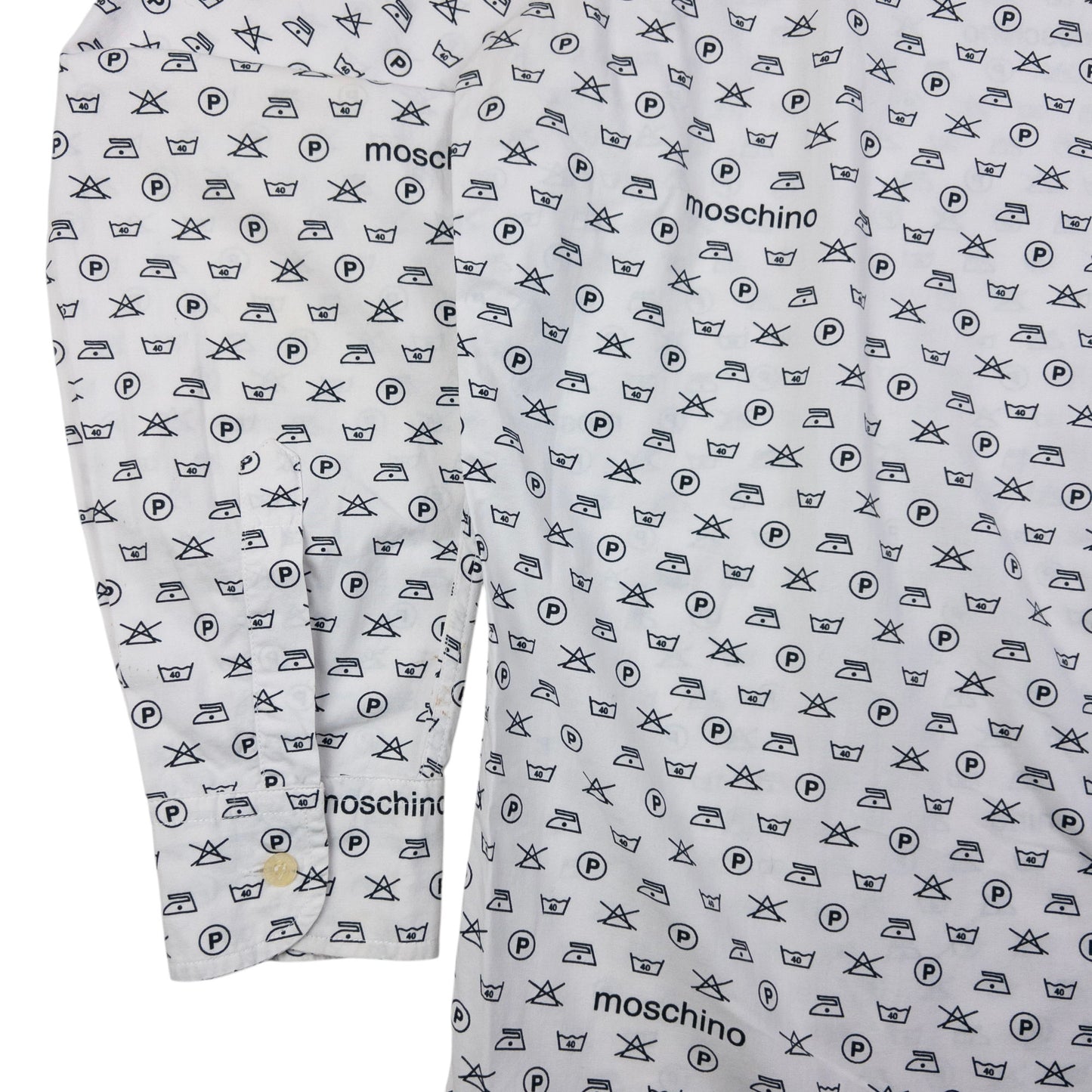 Vintage Moschino Jeans Monogram Washing Icon Button Up Shirt Size L