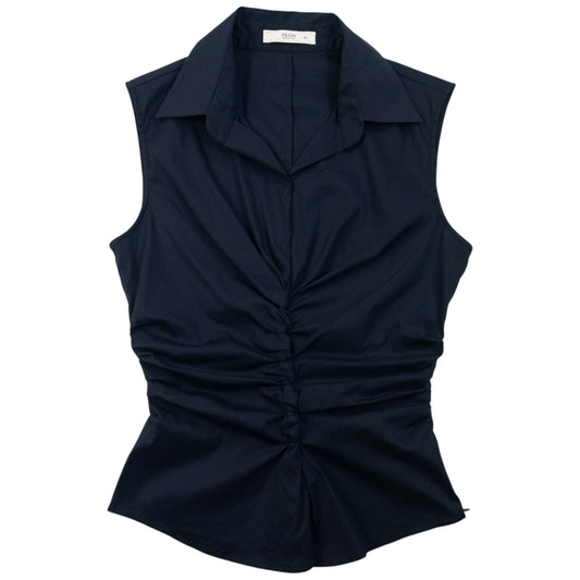 Vintage 2000s Prada Ruched Sleeveless Blouse Womens Size S
