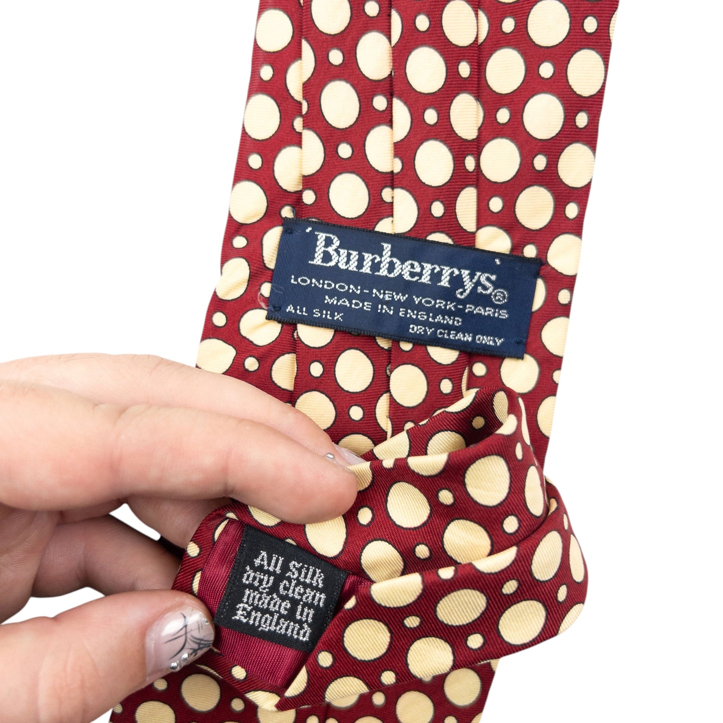 Vintage 90s Burberry Polka Dot Silk Tie