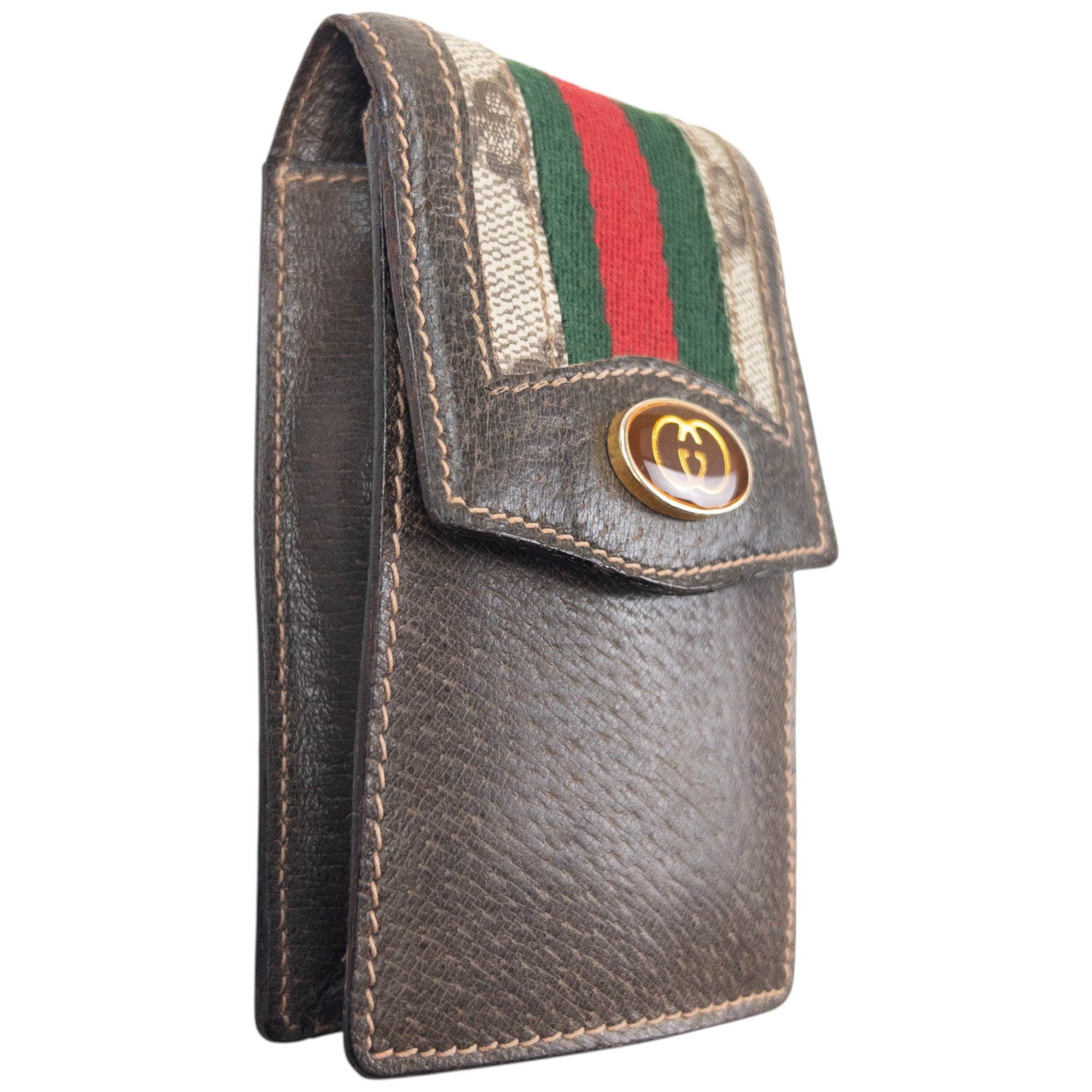 Vintage 80s Gucci Monogram Leather Cigarette Case
