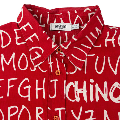 Vintage Moschino Jeans Alphabet Long Sleeve Button Up Shirt Size M