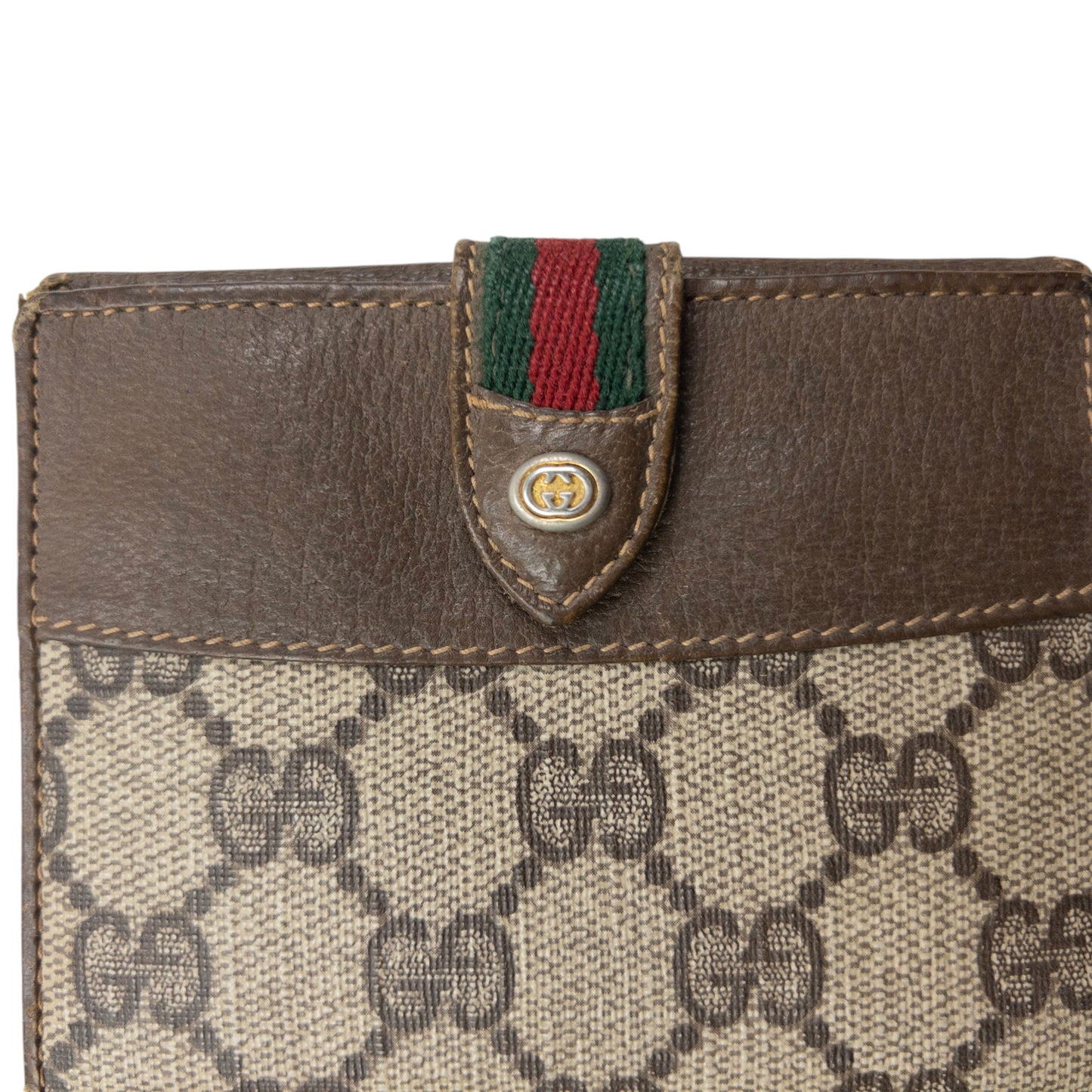 Vintage 80s Gucci Monogram Leather Wallet