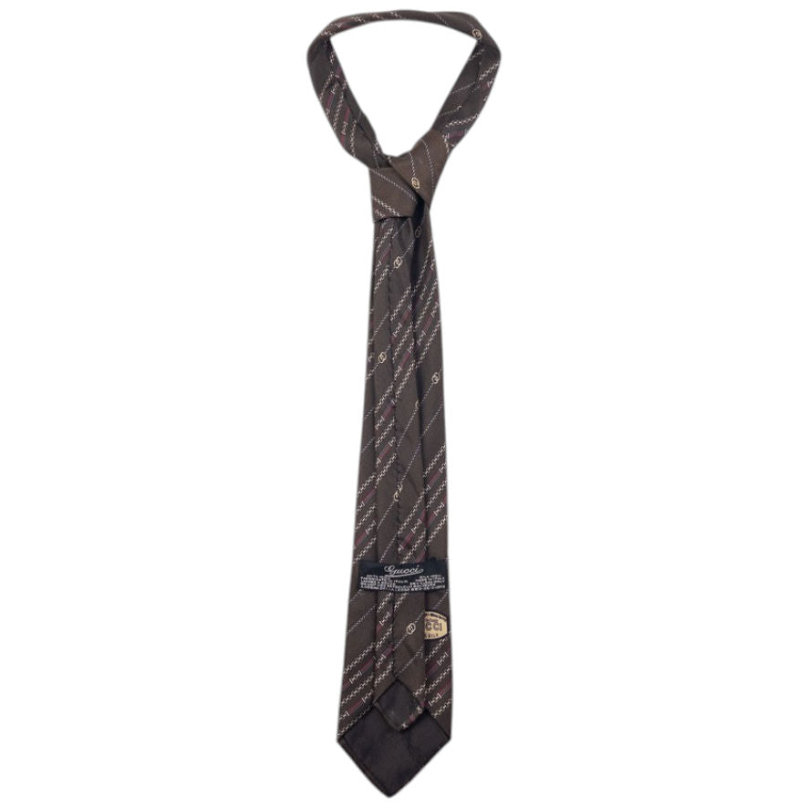 Vintage Gucci Chain Stripe Silk Tie