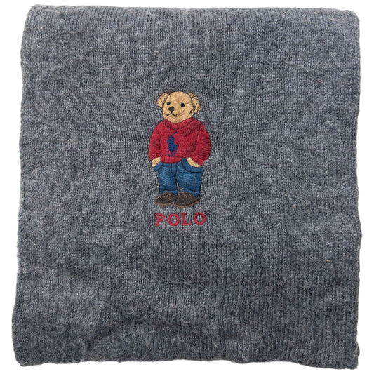 Vintage Polo Ralph Lauren Embroidered Bear Knit Scarf