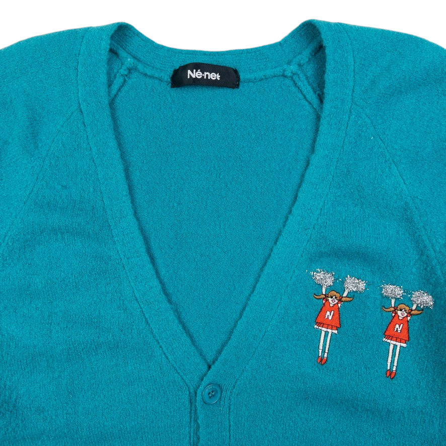 Vintage Ne-Net By Issey Miyake Embroidered Cheerleader Cardigan Womens Size M