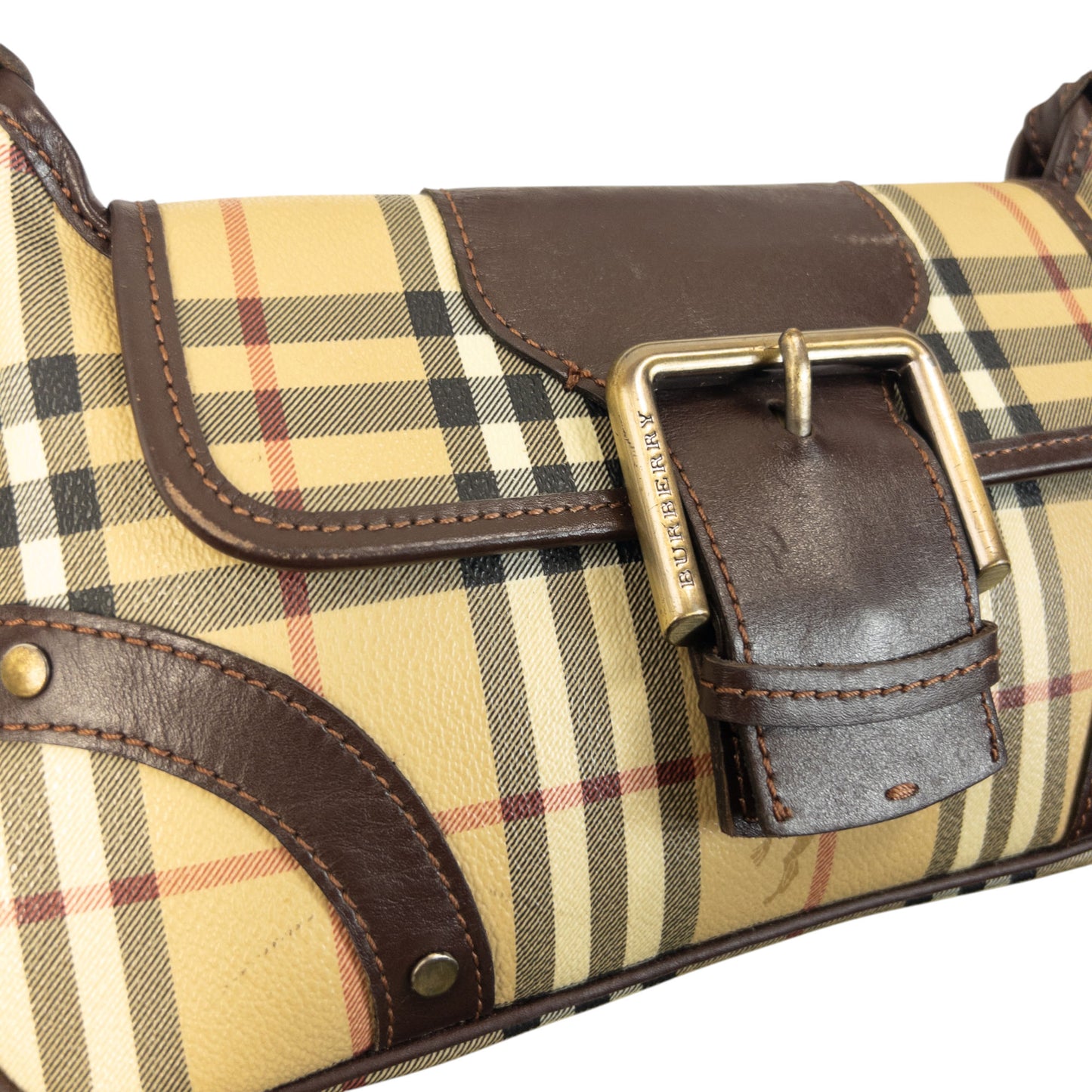 Vintage 2000s Burberry Nova Check Leather Shoulder Bag
