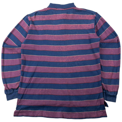 Vintage 80s YSL Yves Saint Laurent Striped Long Sleeve Polo Shirt Size XS