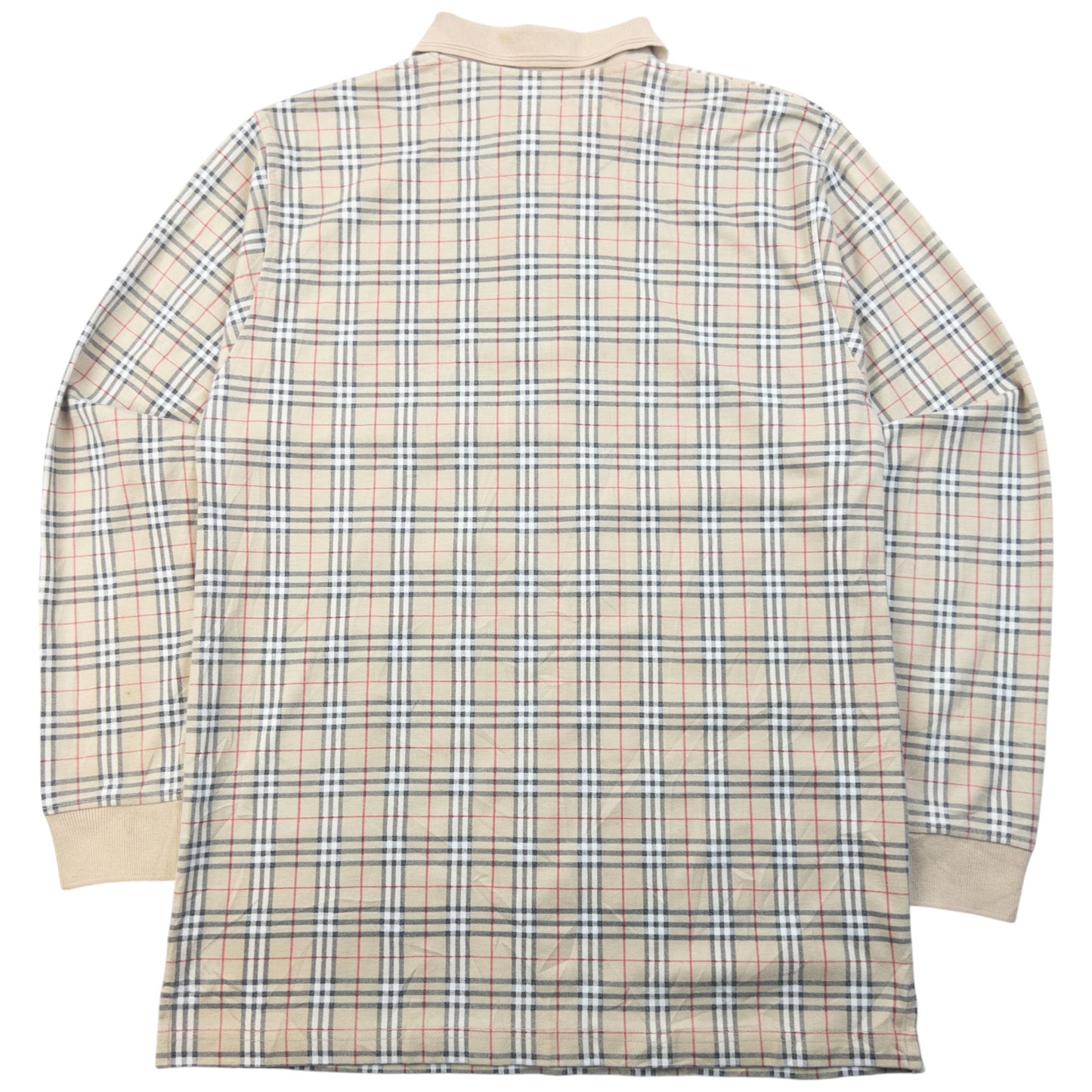 Vintage 90s Burberry Nova Check Long Sleeve Polo Shirt Size M