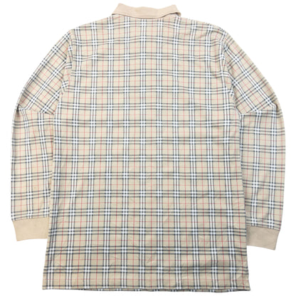 Vintage 90s Burberry Nova Check Long Sleeve Polo Shirt Size M