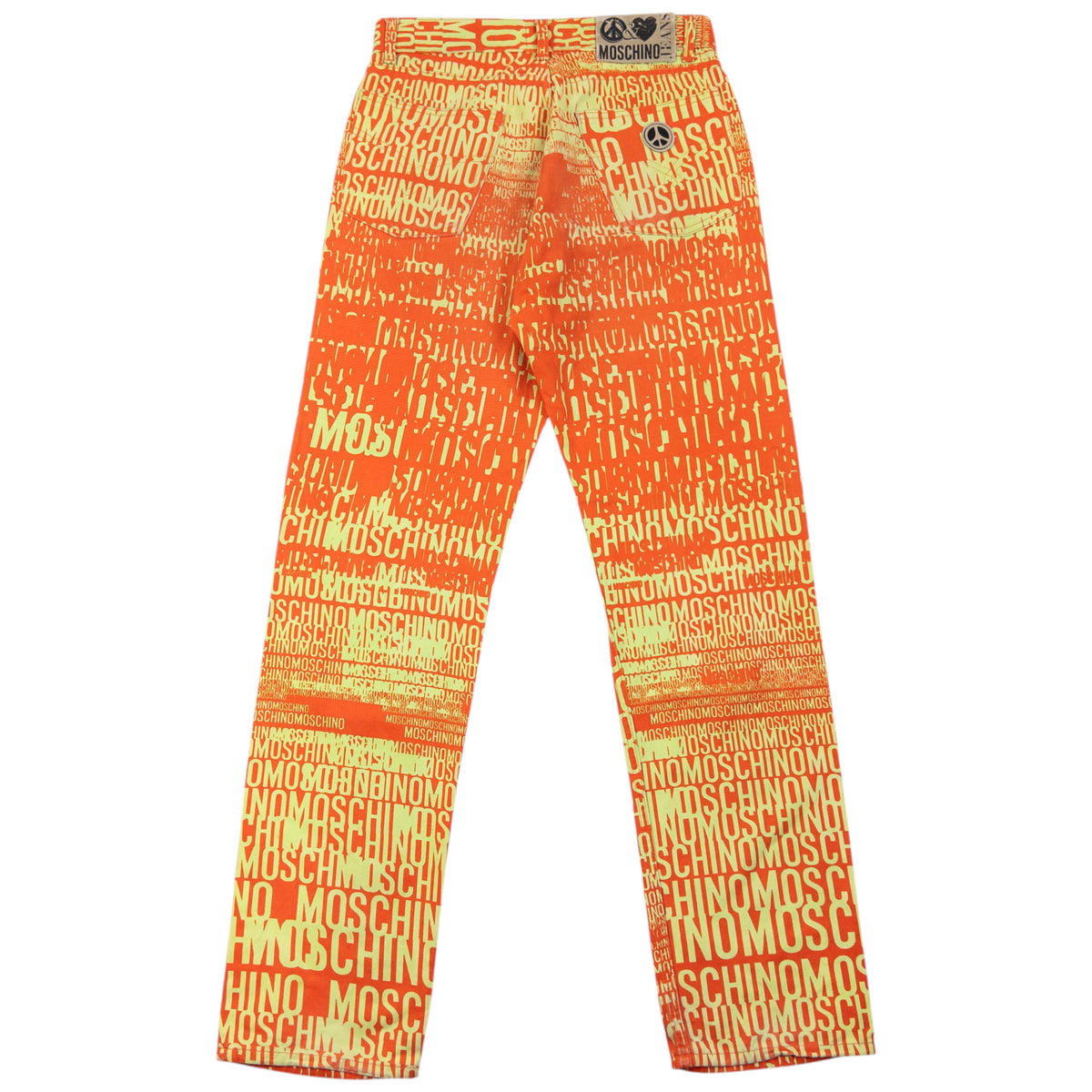 Vintage 90s Moschino Jeans Logo Text Print Trousers Size W29