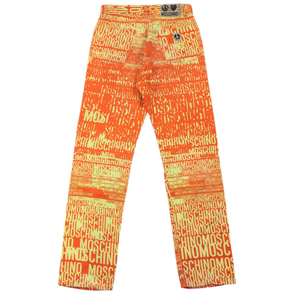 Vintage 90s Moschino Jeans Logo Text Print Trousers Size W29