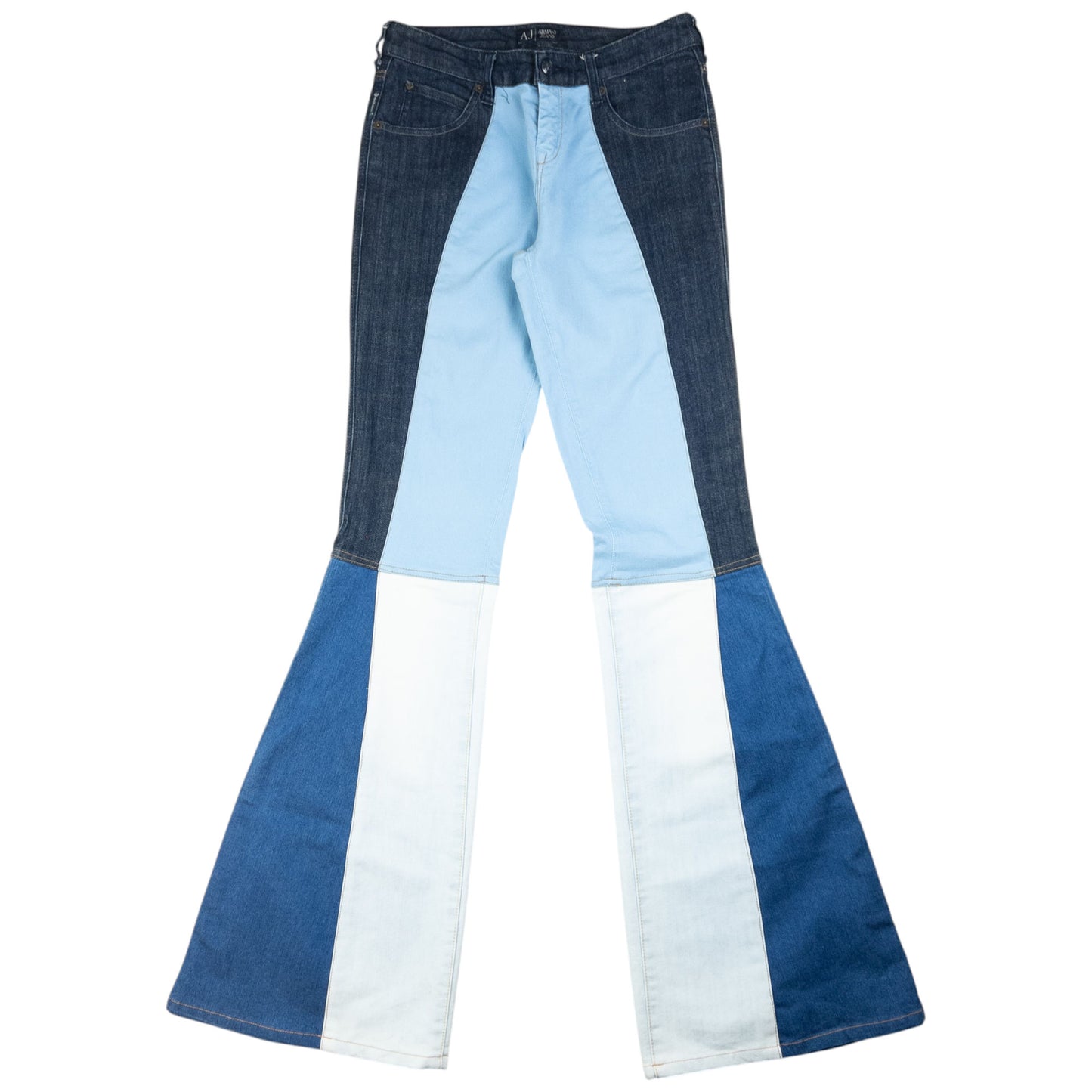 Vintage Armani Jeans Colour Block Flared Denim Jeans Womens Size W30