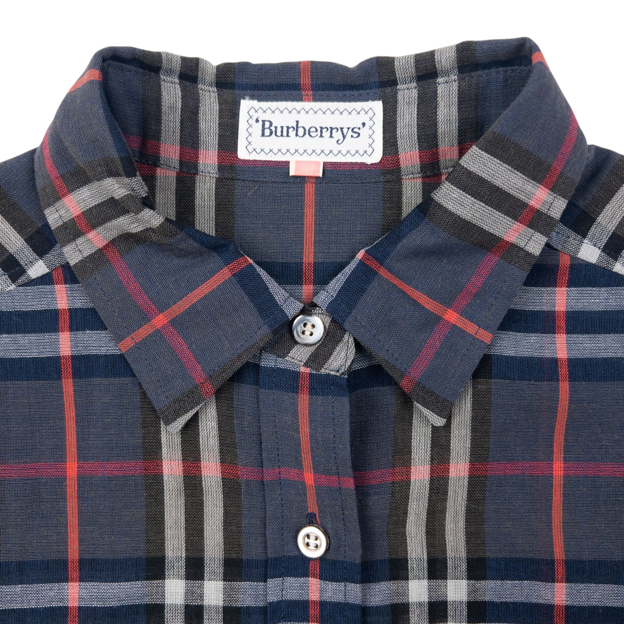 Vintage 80s Burberry Nova Check Lightweight Long Sleeve Button Up Shirt Size S