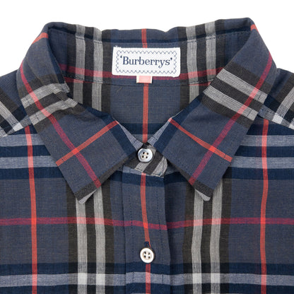 Vintage 80s Burberry Nova Check Lightweight Long Sleeve Button Up Shirt Size S