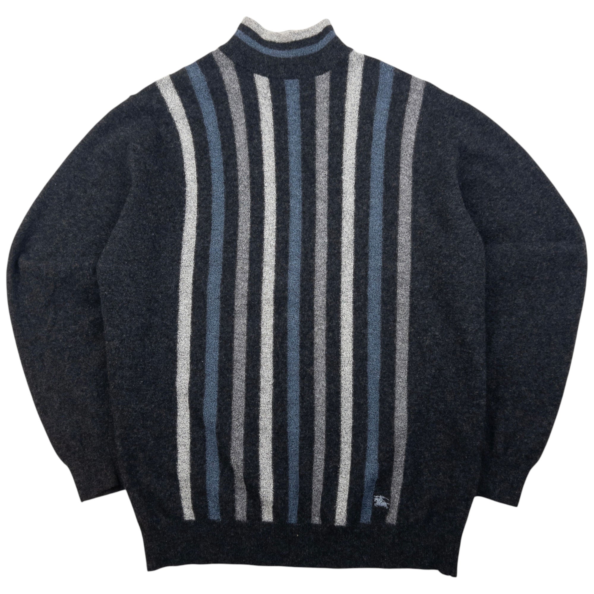 Vintage Burberry Wool Striped Turtleneck Jumper Size M