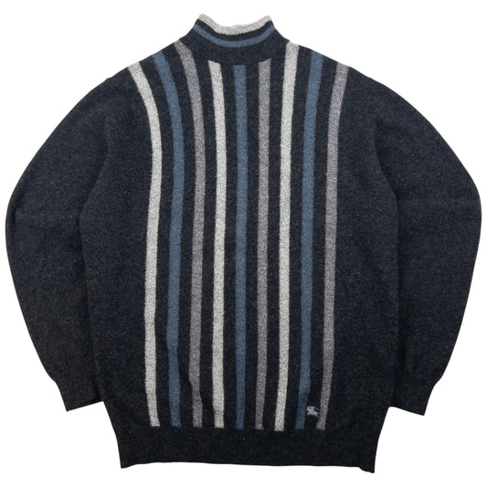 Vintage Burberry Wool Striped Turtleneck Jumper Size M
