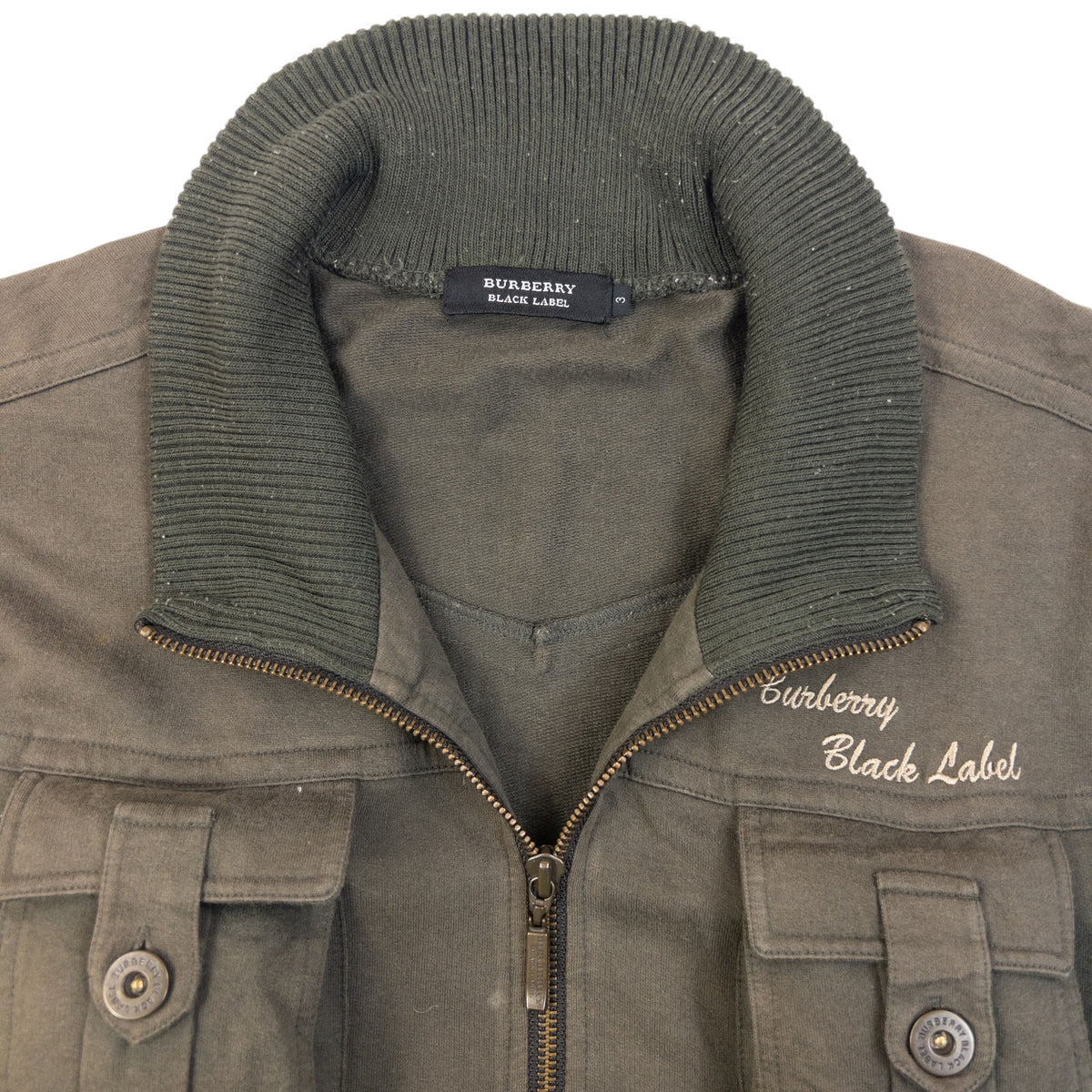 Vintage 2000s Burberry Black Label Zip Up Jacket in grey, photo 3