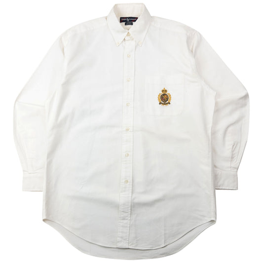 Vintage 90s Ralph Lauren Blaire Crest Long Sleeve Button Up Shirt Size L